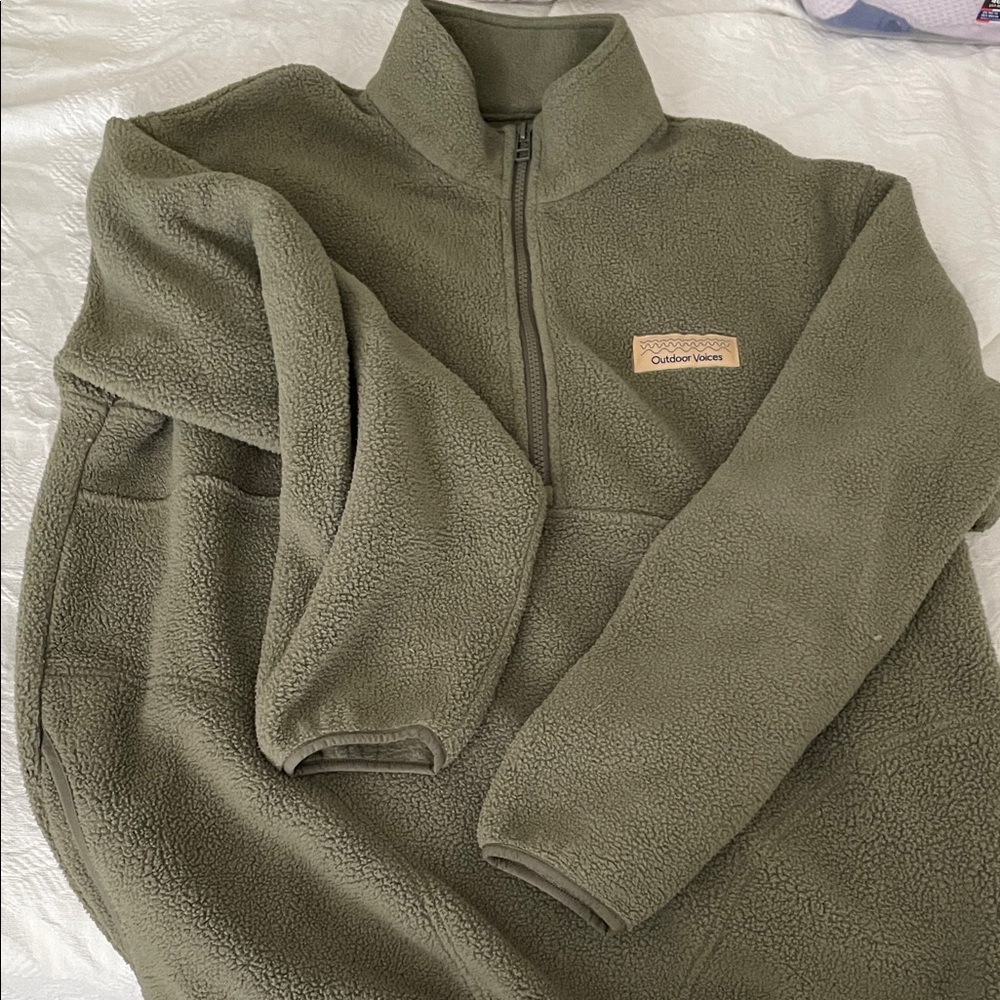 Outdoor Voices Sage Green PrimoFleece 1/4 Zip Jacket